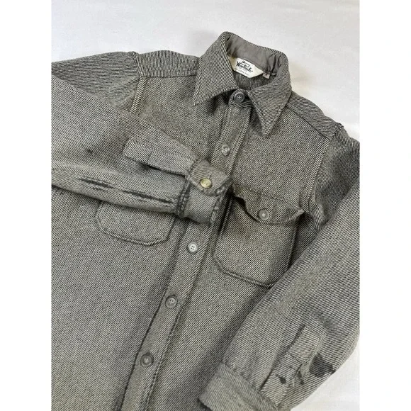 Vtg Woolrich Gray Shacket Mens Medium Herringbone Shirt‎ Wool Jacket Button Up - Picture 3 of 9